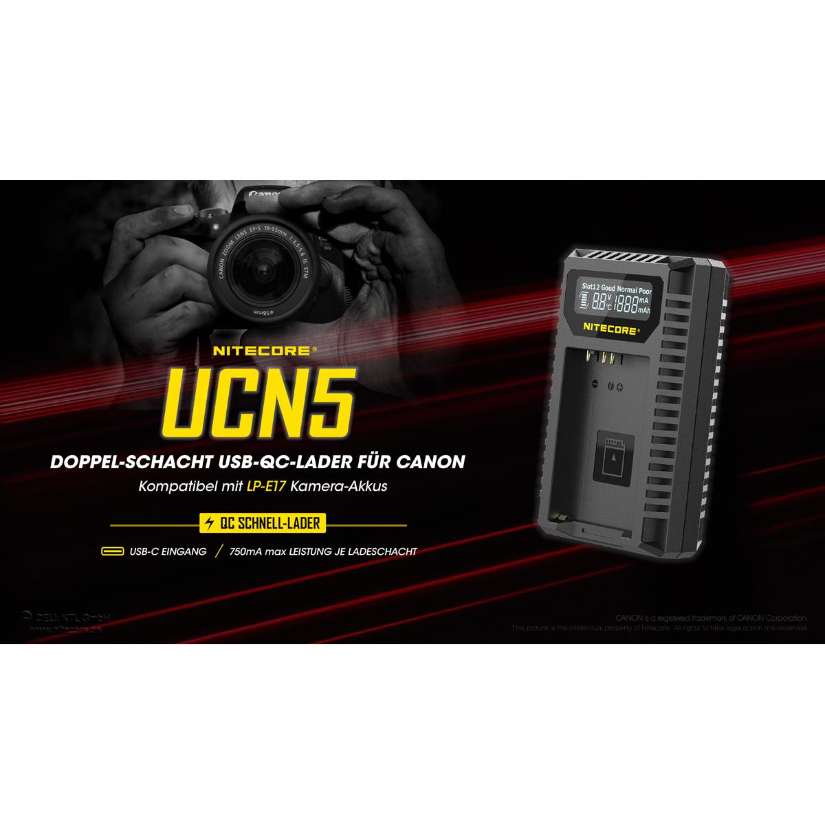 Thumbnail - Nitecore UCN5 - für Canon Cameras (Ladegerät), Kamera Stromversorgung