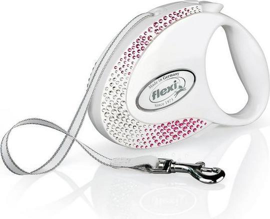 Produktbild Flexi Glam Splash Pink with Swarovski crystals M - Hund Rückziehbare Leine - 5 m - Weiss (M, Hund, Allgemein)