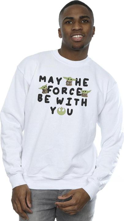 Actual product image Star Wars Mens The Mandalorian Grogu May The Force Be With You Sweatshirt (L)
