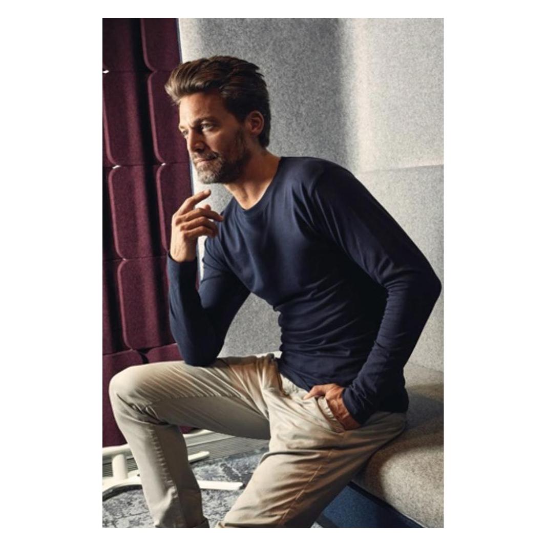 Promodoro, Werk Top, Heren Premium T-shirt Met Lange Mouwen Maat M Marine (M)