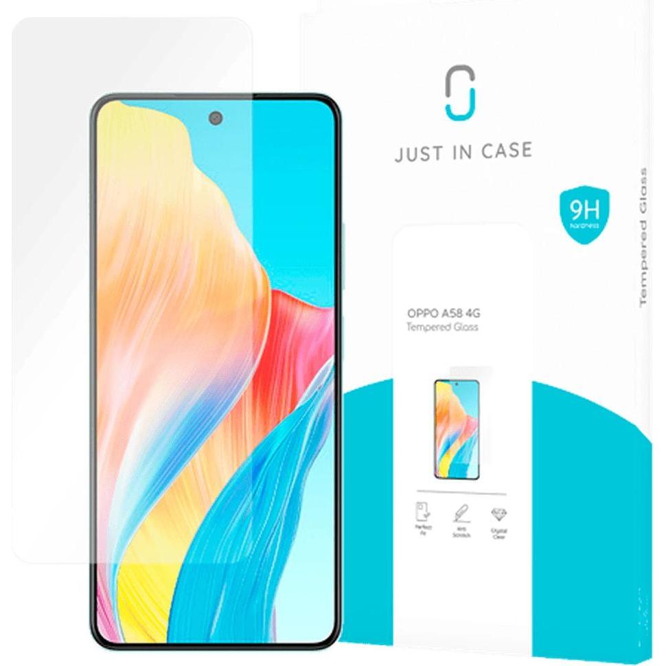 Just in Case GehÃ¤rtetes Glas Clear Displayschutzfolie OPPO A58 (1 Stück, Oppo A58), Smartphone Schutzfolie, Transparent