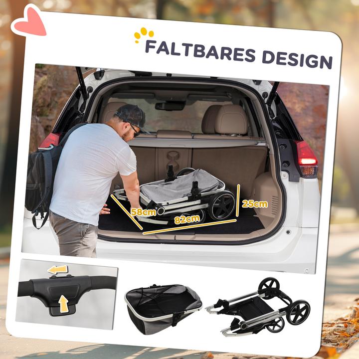 Actual product image PawHut Dog buggy with removable basket (Dog, Foldable)