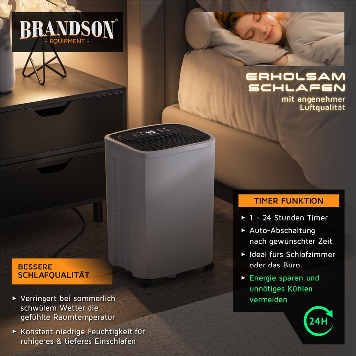 Produktbild Brandson Luftentfeuchter mit Kompressor, 10L pro 24h, Dehumidifier elektrisch, für 40 m³ Räume, Tank 2,3 L (20 m², 10 l/24h)