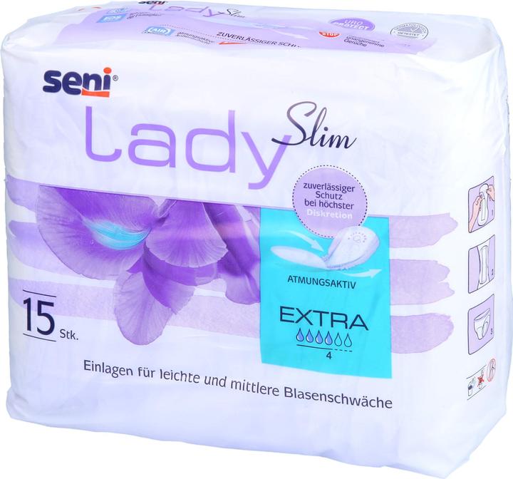 Actual product image Seni Lady Slim Extra Einlage atmungsaktive anatomische 14x29.5cm 4 Tropfen (15 x)