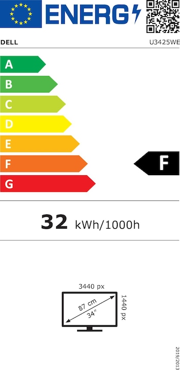 Energie-Label Dell UltraSharp U3425WE (3440 x 1440 Pixel, 34.14")