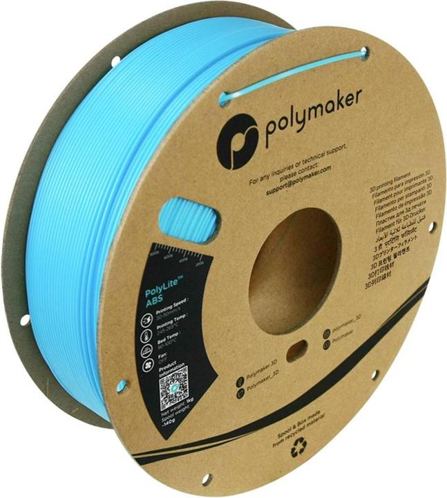 Actual product image Polymaker PolyLite ABS Hellblau 1,75 mm 1000 g (ABS, 1.75 mm, 1000 g)
