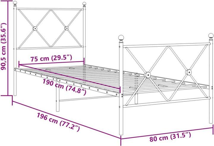 Image du produit vidaXL Bettgestell (75 x 190 cm)
