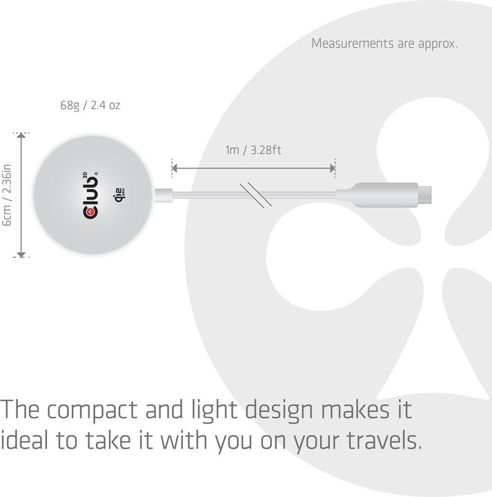 Produktbild Club 3D Club3D Ladegerät Qi2 USB Typ C 25W wireless weiss (25 W)