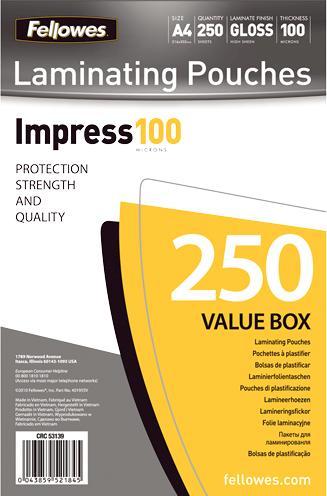 Immagine prodotto Fellowes Impressionare 100 (A4, 250 Pezzo/i, 100 µm)