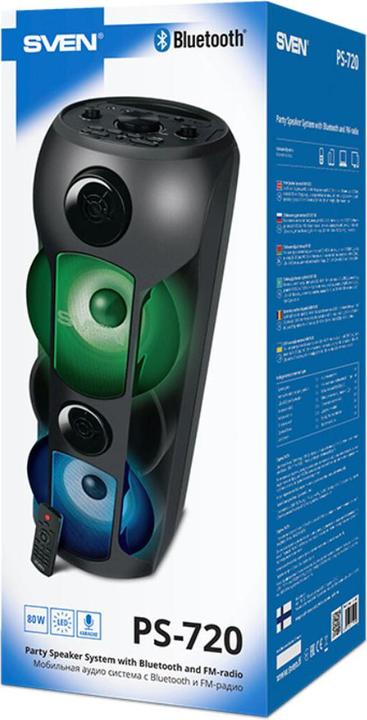 Actual product image Sven PS-720 portable speaker Mono portable speaker Black (10 h, Rechargeable battery operated, USB power delivery)