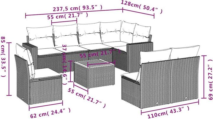 Produktbild vidaXL Garten Sofagarnitur