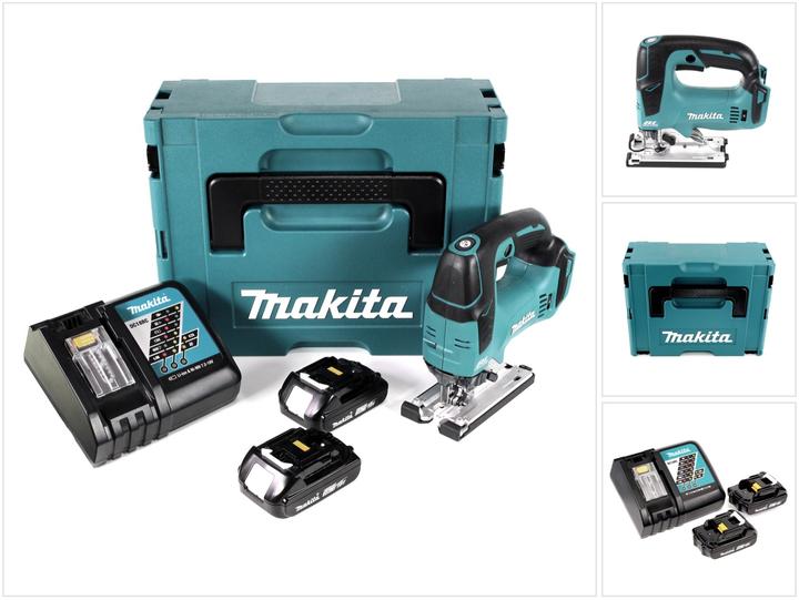 Actual product image Makita DJV 182 RAJ Battery pendulum jigsaw 18 V Brushless + 2x battery 2.0 Ah + charger + Makpac