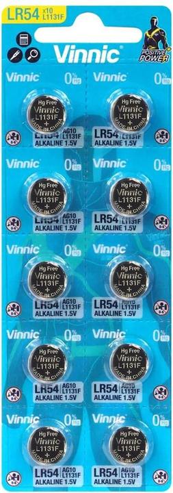 Actual product image Vinnic LR1130 (LR54) - 10 Knopfbatterien (10 pcs., AG10, 83 mAh)
