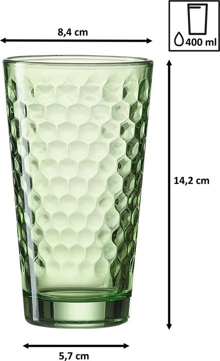 Actual product image Ritzenhoff & Breker FAVO drinking glass, 400 ml, green with honeycomb structure, conical, dishwasher-safe (0.40 l, 6 x)