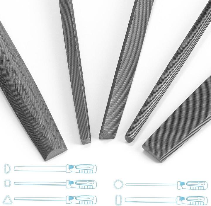Produktbild Stahlwerk Stahlfeilen 5er Set 200 mm / 8" Raspeln / Metallfeilen / Feilen-Satz (200 mm)