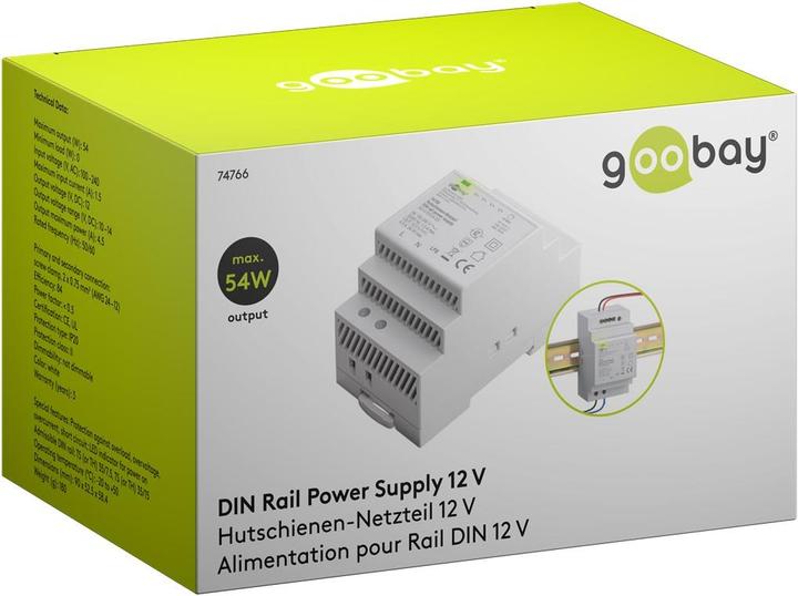 Produktbild Goobay Hutschienen-Netzteil DIN-Rail 12 V DC, 4,5 A, 54 W