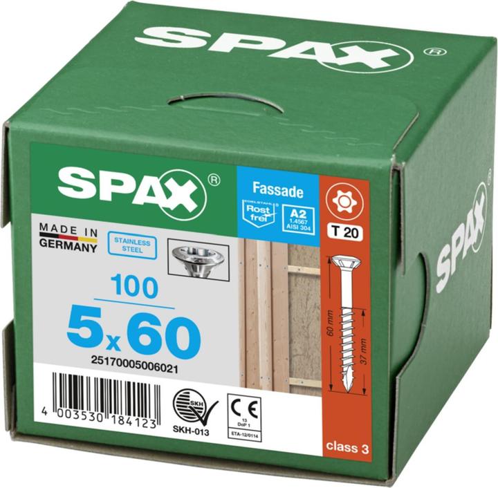 Productafbeelding Spax A2 Linsenkopf Fraesrippen T-Star Plus T20 Teilgewinde Cut (100 Schroeven per stuk, 5 x 60 mm)