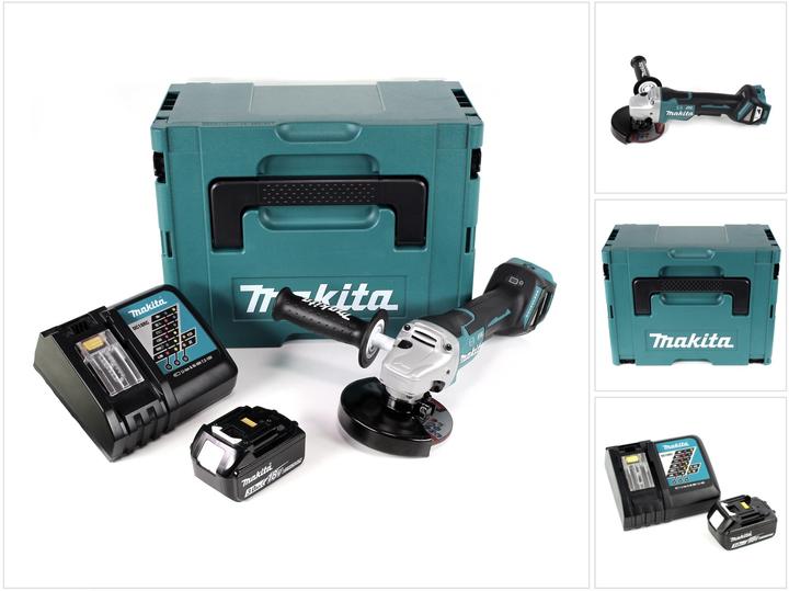 Actual product image Makita DGA 517 RF1J Battery angle grinder 18 V 125 mm Brushless + 1x battery 3.0 Ah + charger + Makpac (125 mm)