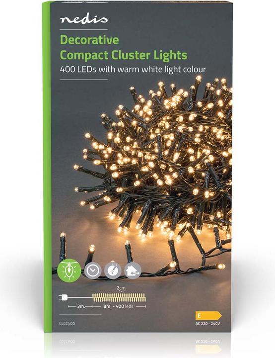 Produktbild Nedis Dekorative Lichter | Kompakter cluster | 400 LED's Warmweiss | 8.00 m | Lichteffekte: 7 | Inne (11 m)