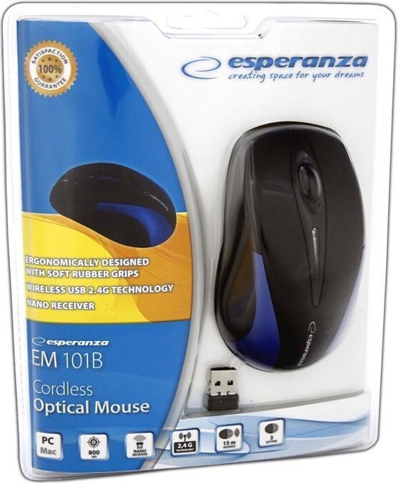 Produktbild Esperanza Bezprzewodowa Mysz optyczna EM101B USB, 2,4 GHz, NANO odbiornik (Kabellos)