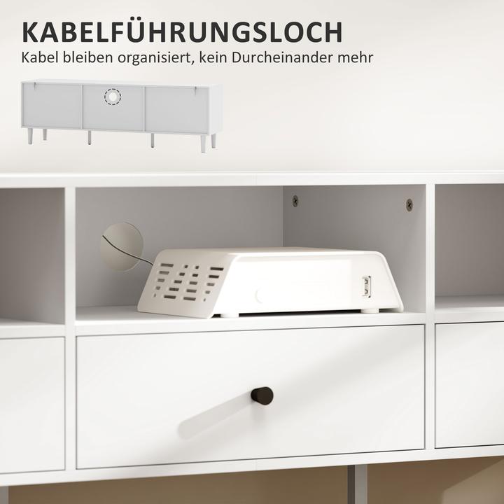 Produktbild Homcom TV Schrank Spanplatte, Metall Weiss (140 x 34 x 45 cm)