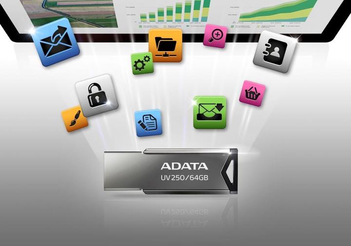 Actual product image Adata USB 2.0 Flash Drive UV250 32GB BLACK (32 GB, USB-A)