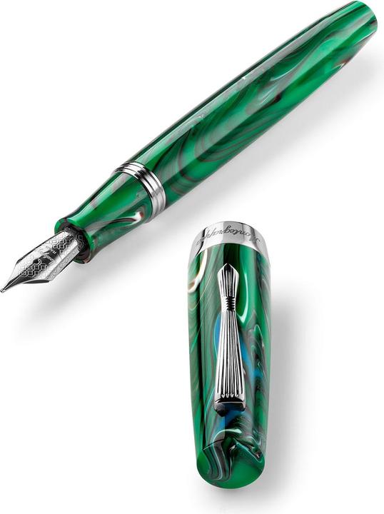 Actual product image Montegrappa Ise2r3ag mg Fountain Pen, Elmo 02 Cortina, M Steel Nib (Green, 1x)