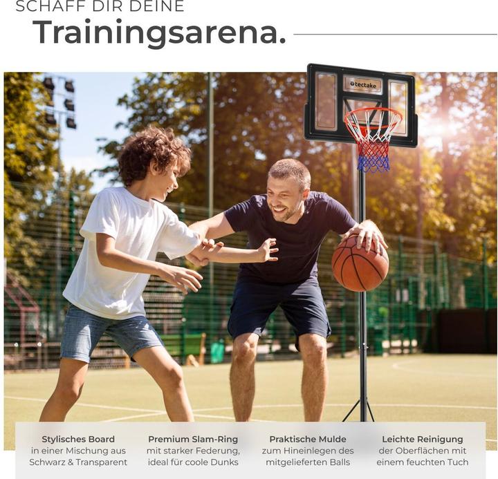 Immagine prodotto tectake Canestro da basket Dirk, altezza cesto 234 - 302 cm, con palla e pompa