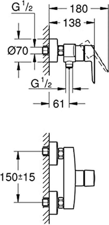 Produktbild Grohe Start QuickFix Brausearmatur, Aufputz, chrom