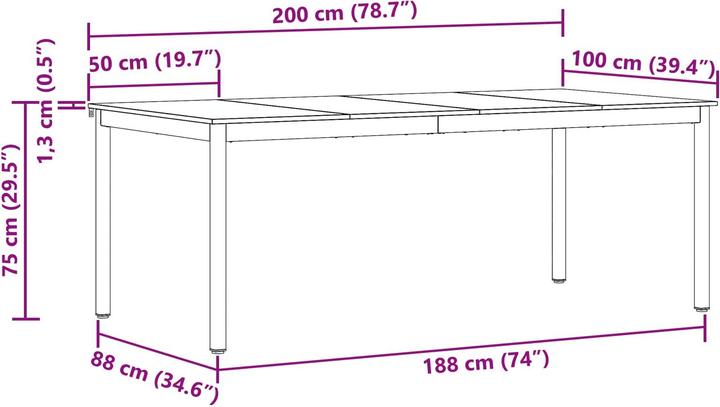 Image du produit vidaXL Esstisch (200 x 100 x 75 cm)