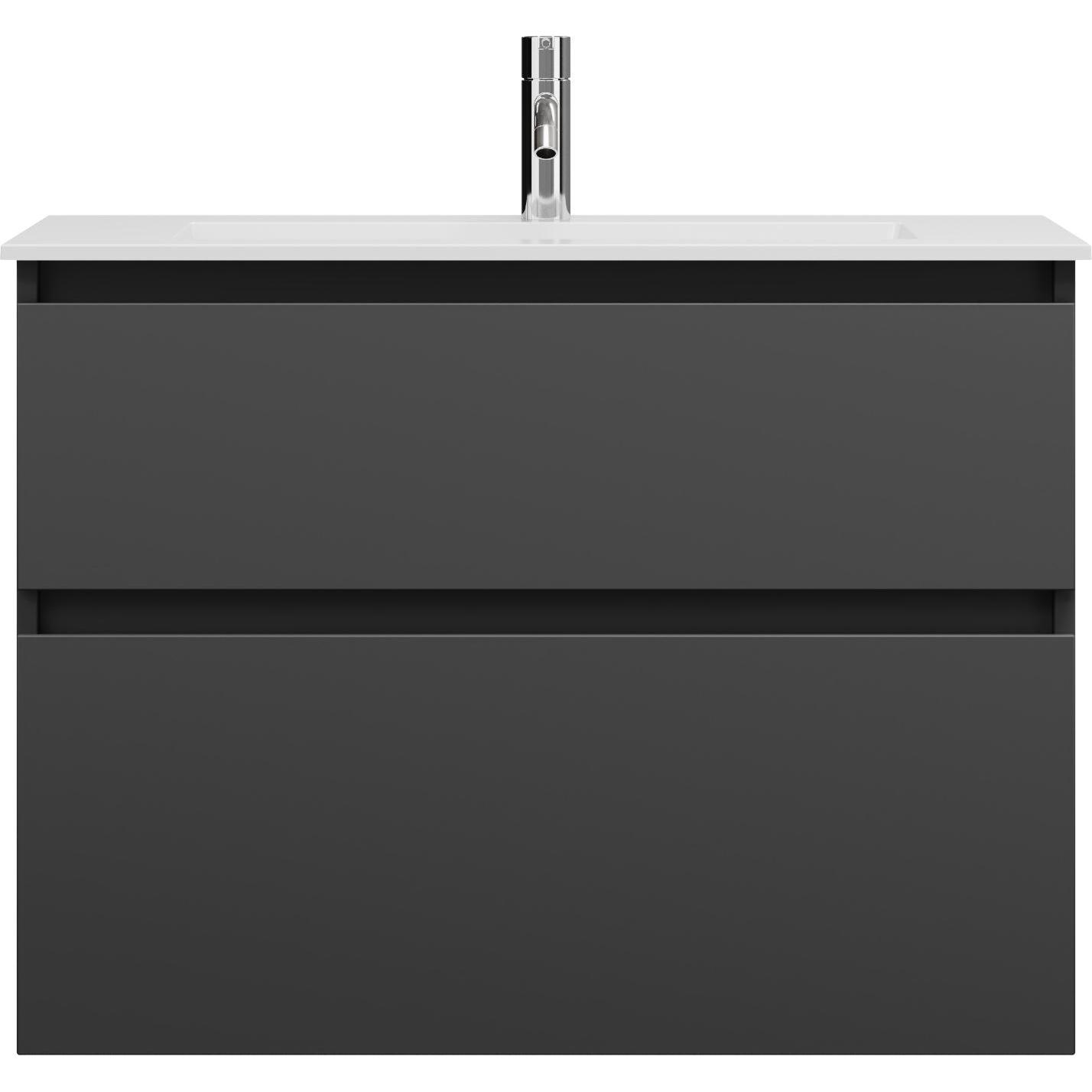 burgbad, Badmöbelset, Lin20 Mineralguss-Waschtisch Farbe Weiss Glänzend inklusive Waschtischunterschrank Tiefe 41