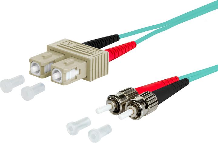 Produktbild Metz Connect 151J1EOAO20E OpDAT Patchkabel OM3 SC-D/2xST MM 2m aqua I-V(ZN)H 50/125 (CAT6, 2 m)