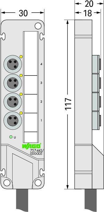 Produktbild Wago Sensor/Aktorbox passiv M8-Vert (Verteiler)