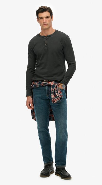 Actual product image Superdry Waffle Long Sleeve Half Button Top (L)