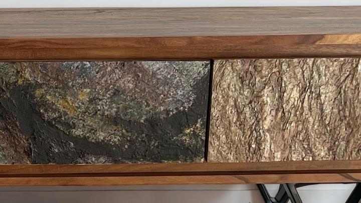 Produktbild FineBuy Lowboard Sheesham Massivholz 160 cm TV Board Stein Optik Industrial