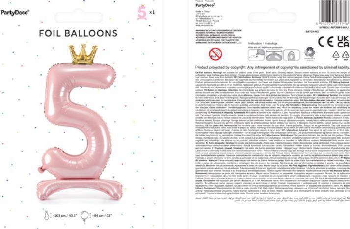 Actual product image Partydeco Balloon number 5 on foot - Pink (1x)