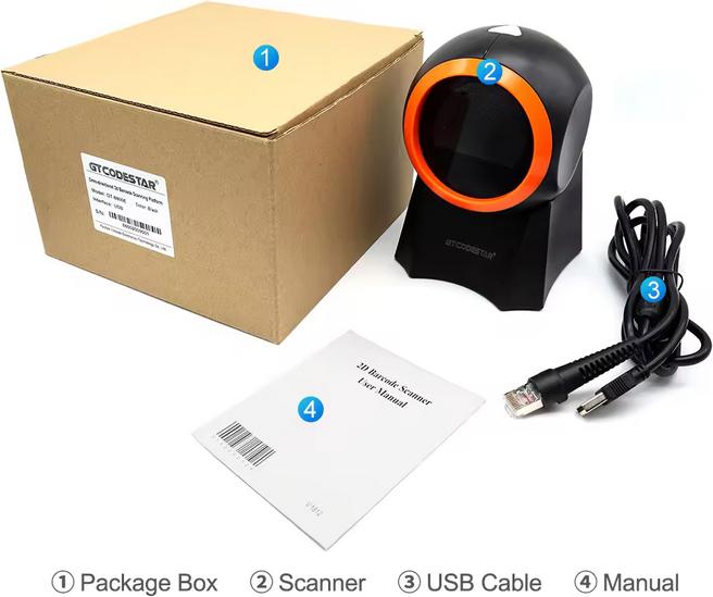 Actual product image PhoneLook Plug & Play EAN + QR codes & Datamatrix barcode scanner (1D/2D) with USB-A cable