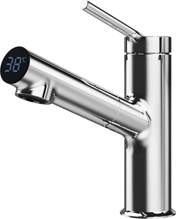 Kitchen Tap with LED Temperature Display, 60cm Hose, Chrome
