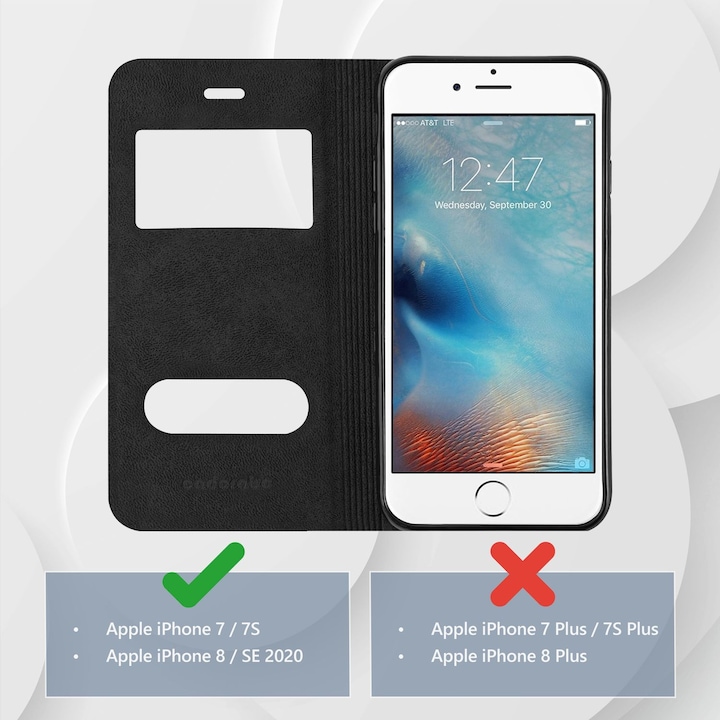 Produktbild Cadorabo Book mit View Doppelfenster Cover (Apple iPhone 7, Apple iPhone SE (2nd Gen))