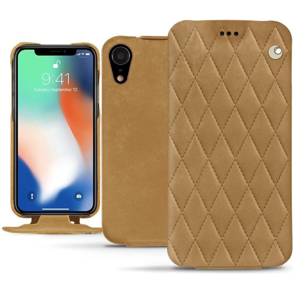 Noreve Lederschutzhülle vertikal (Apple iPhone XR), Smartphone Hülle, Braun