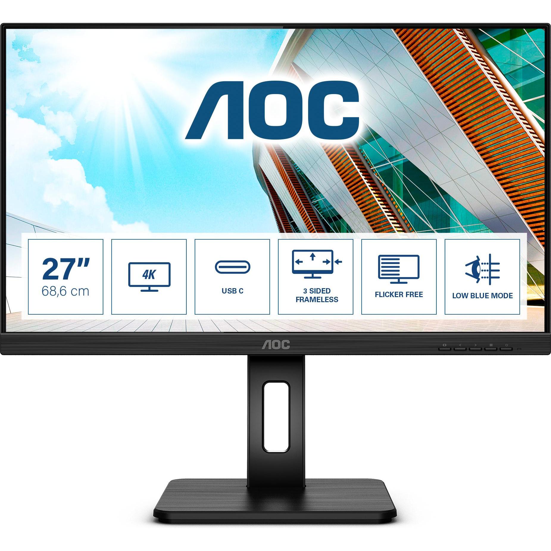 AOC U27P2CA (3840 x 2160 Pixel, 27"), Monitor, Schwarz