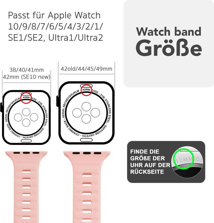 Produktbild Nalia Motion Silikon-Armband für Apple Watch, Sportarmband wasserfest - Soft, Flexibel & Langlebig (Metall, Silikon)