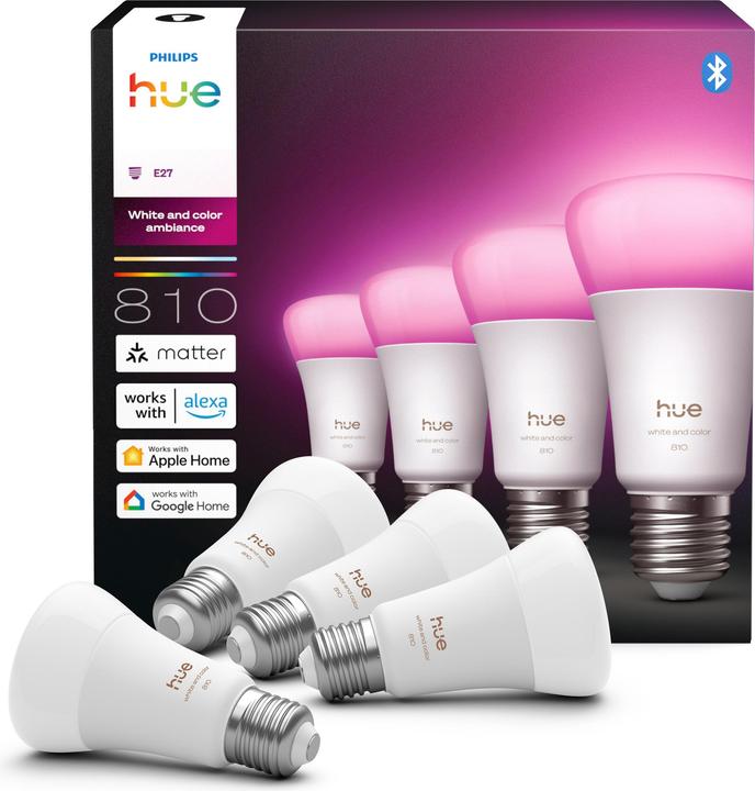 Image du produit Philips Hue Hue A60 - E27 pre - 810 - 4-pak (E27, 810 lm, 4x)