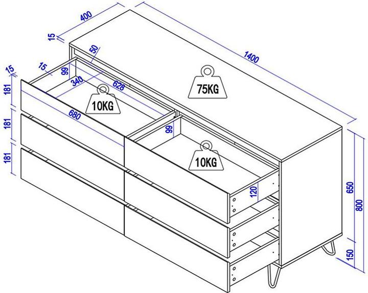 Image du produit Vente-unique Abuja (140 x 40 x 80 cm)