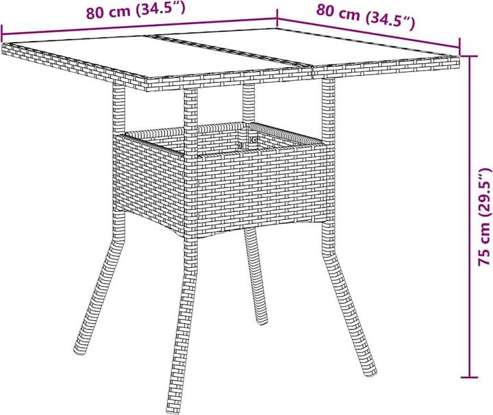 Produktbild vidaXL Garten Essgruppe (80 x 80 x 75 cm)