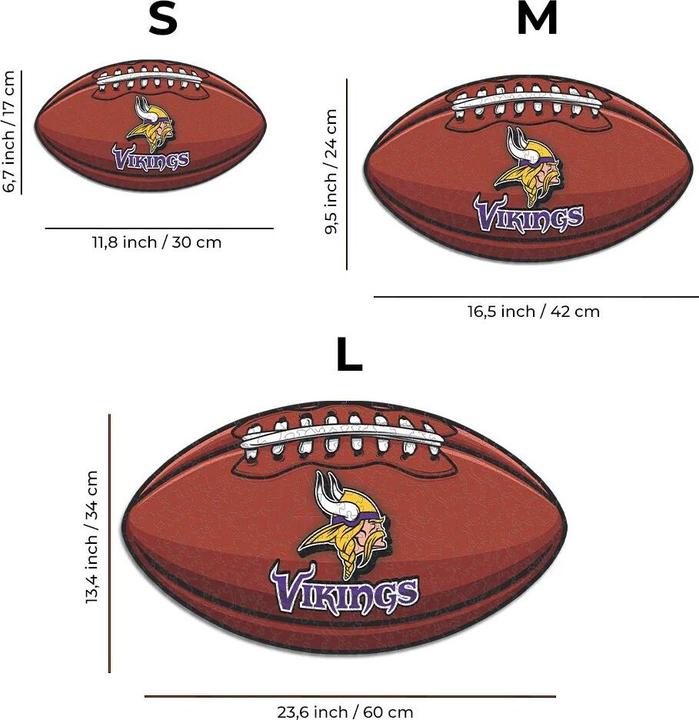 Produktbild Iconic NFL - Minnesota Vikings – Football mit Logo - Holz Puzzle Grösse M (270 Teile) (270 Teile)