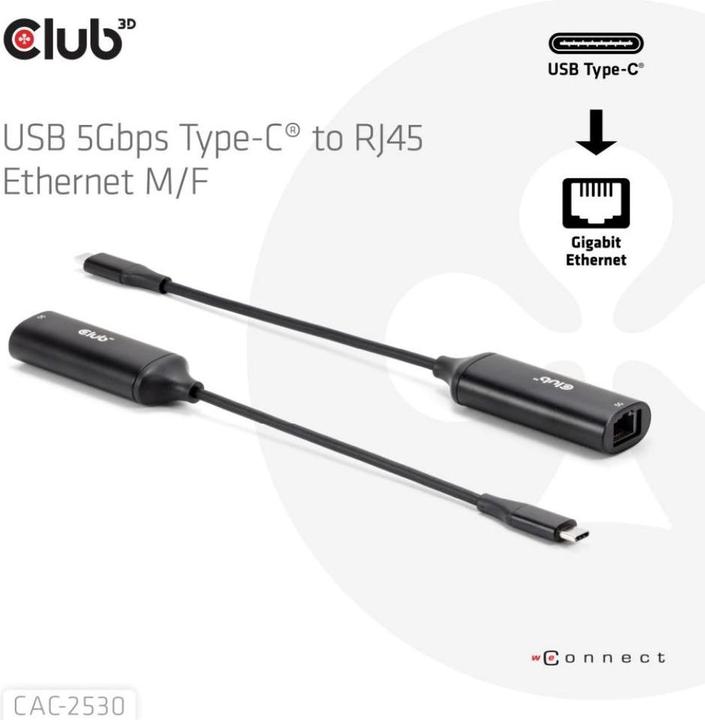 Produktbild Club 3D Club3D Adapter USB-C > RJ45 5Gbps St/Bu retail (USB-C, RJ45 (1x))