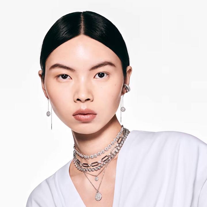 Immagine prodotto Swarovski Collana Meteora in look stratificato bianco (Metallo Swarovski, 38 cm)