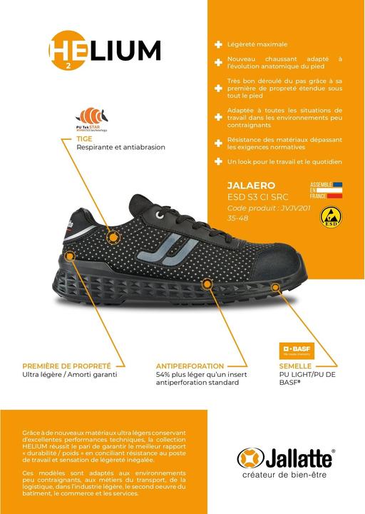 Produktbild Jallatte niedrige sicherheitsschuhe jalaero sas esd s3 ci src (Keine Sicherheitskategorie, 42)