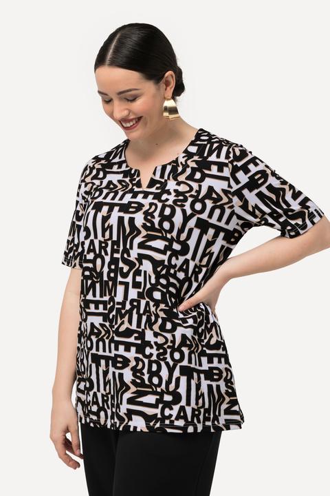 Image du produit Ulla Popken T-shirt motif lettrage, col tunisien et manches courtes (46, 48)